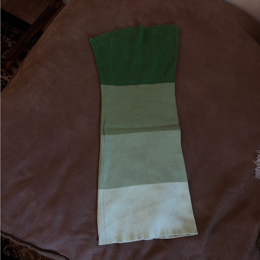 SHEIN Green Ombre Strapless Ribbed Mini Dress